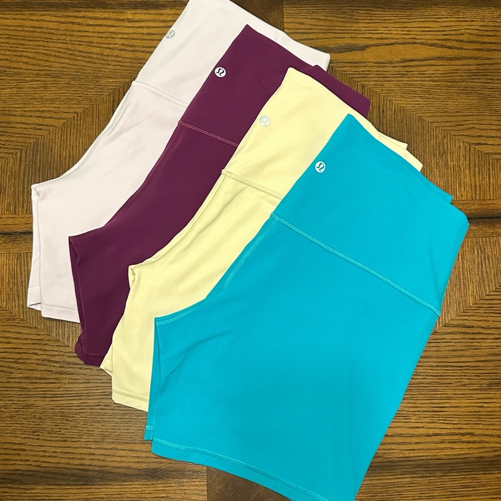 BUNDLE Lululemon Sz 14 Align High Rise HR Shorts 6" Teal Yellow Pink Magenta NEW